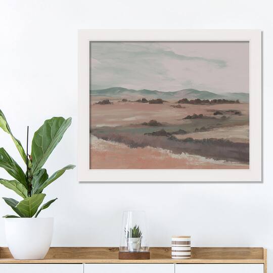 Grass Plains White Framed Print
